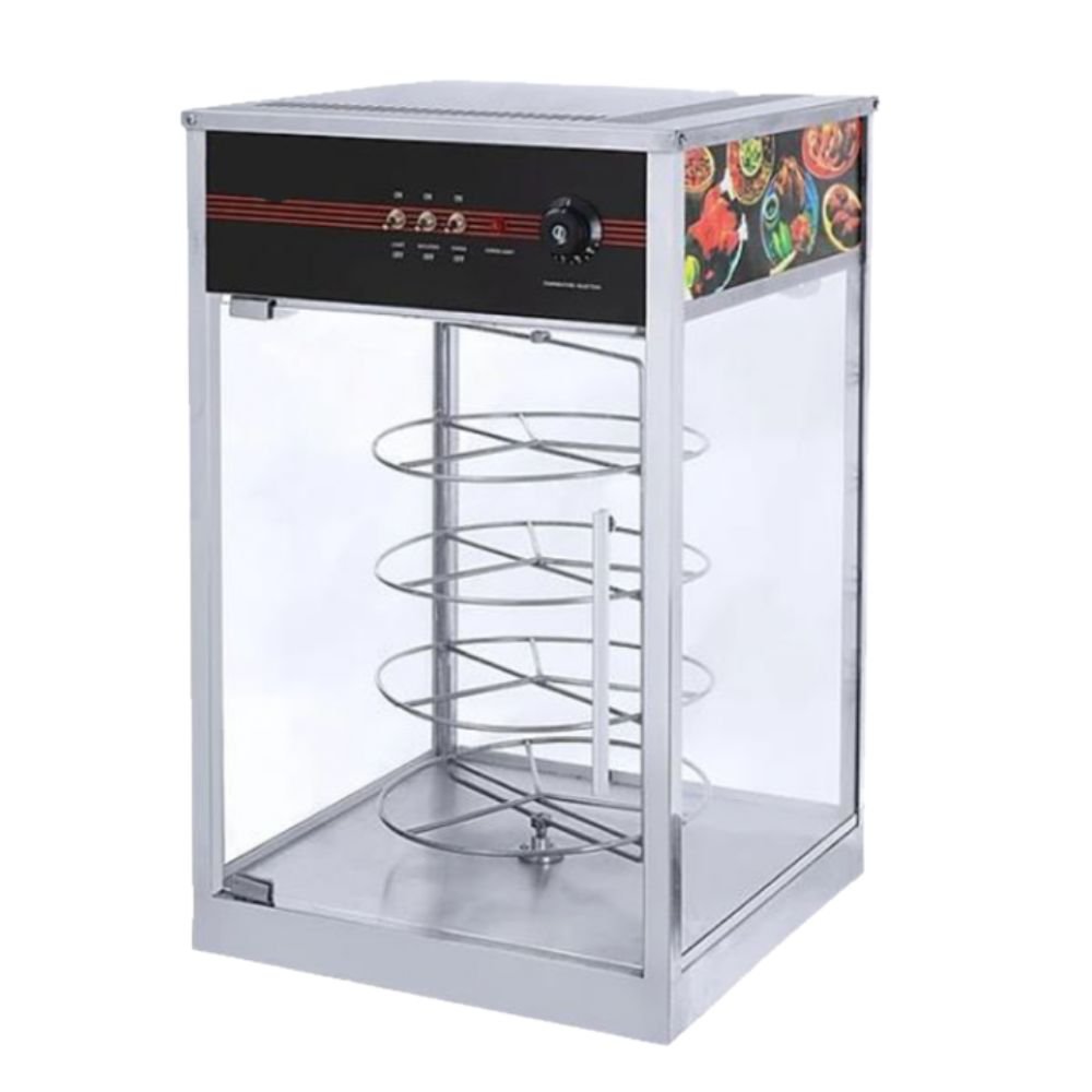 VITRINA KEITER KREPPSLAND METGIR-265G | Vitrina Giratoria para Pizza | 4 Niveles | 35 cm | Pizza Pastes Alimentos Calientes