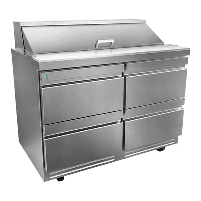 MESA REFRIGERADA ASBER APTS-48-12-D2 P HC | Mesa De Preparación Con Refrigerante | Ensaladas | Acero Inoxidable | 1 Puerta | 2 Cajones | Supermercados Restaurantes | Mesa de Preparación Refrigerada Mesa Fría de Trabajo Mega Top Pizza Ensaladas Sándwiches Ingredientes Acero Inoxidable Supermercados Restaurantes Cocina Industrial Cremería