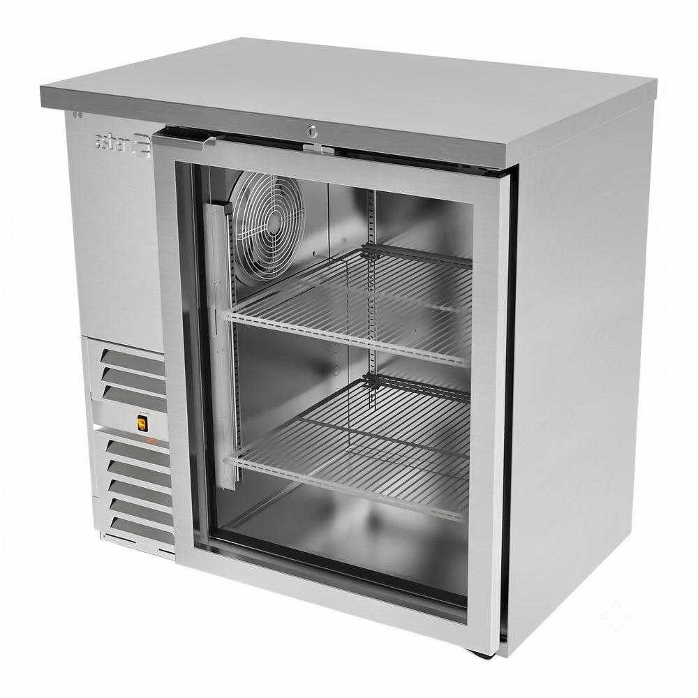 REFRIGERADOR CONTRA BARRA ASBER ABBC-24 48 SG SD HC | Refrigerador Contra Barra | 2 Puertas Cristal Corredizas | Acero Inoxidable | 300 Botellas | Bar