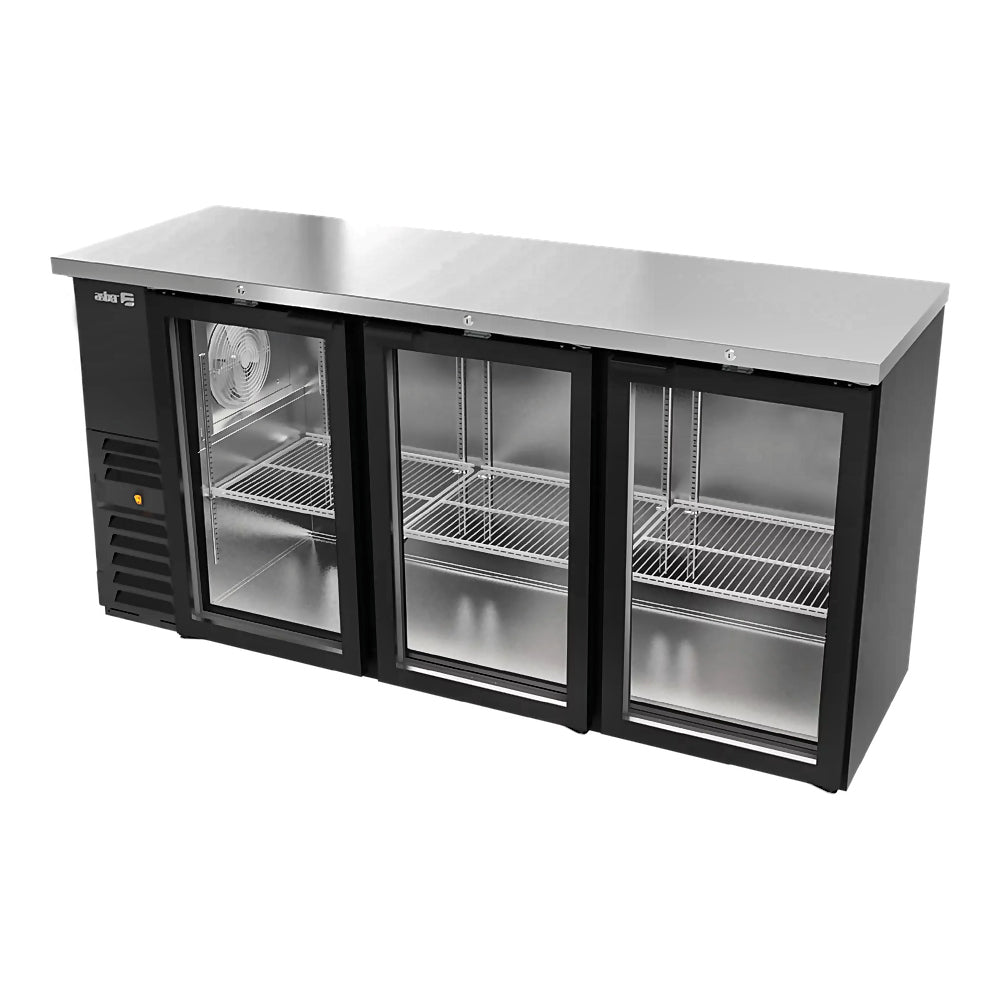 REFRIGERADOR CONTRA BARRA ASBER ABBC-24 72 G SD HC | Refrigerador Contra Barra | 3 Puertas Cristal Corredizas | 540 Botellas | Bar