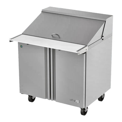 MESA REFRIGERADA ASBER APTM-36-15 HC | Mesa De Preparación Con Refrigerante | Mega Top | Acero Inoxidable | 2 Puertas | Supermercados Restaurantes | Mesa de Preparación Refrigerada Mesa Fría de Trabajo Mega Top Pizza Ensaladas Sándwiches Ingredientes Acero Inoxidable Supermercados Restaurantes Cocina Industrial Cremería