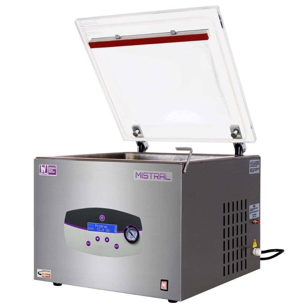 EMPACADORA AL VACÍO BESSER VACUUM Mistral+ | Empacadora al Vacío | Barra Sellado de 42 cm | Acero Inoxidable | Solidos Vegetales Jamon Slachichas Mortadela