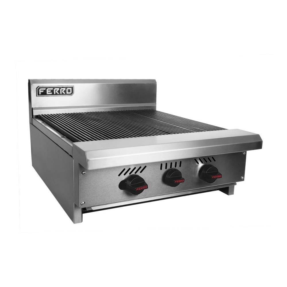 Ferro FR-A24C 23151106 Asador Frente 61 cm Gas 3 Controles Piedra Volcanica Acero Inoxidable Gris - Asador - Ferro - KitchenMax Store