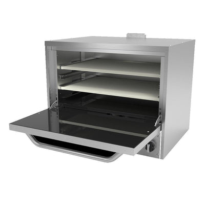 HORNO ASBER AEPO-24-S | Horno Pizzero | 2 Piedra Cerámicas Refractaria | Válvula Pilostática | Gas | Acero Inoxidable | Pizzería Negocio Restaurante Gratinador Tostador Alimento Masa Birote Cocción Masa Sobre Mesa Rejilla Comida Hotel Restaurante Comedor Industrial Bisagra Cortes Panadería Negocio Comercial