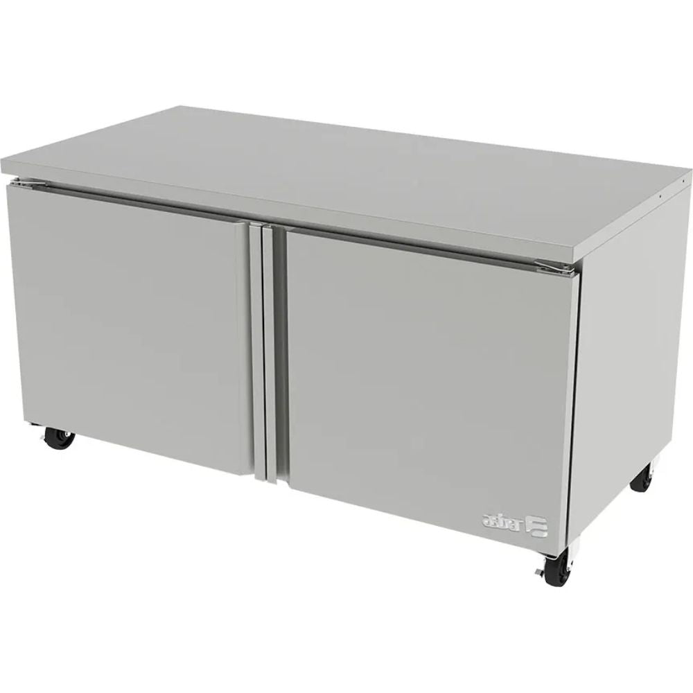 MESA ASBER AUTF-60 HC | Mesa Refrigerada Bajo Barra | 16.8 Pies Cúbicos | 2 Puertas Solidas | Acero Inoxidable | 2 Parrilla | Bistro Cocina Fonda