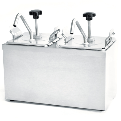 Migsa JZF-2 Dispensador Condimentos Doble 6 Litros Comedores Restaurantes Bares Dispensador Distribuidor Repartidor Alimentos Bar Local Negocio Tienda de Convivencia Condimentos. KitchenMax.Store. Envíos seguros a todo México. Cotiza hoy mismo.