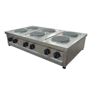 PARRILLA ASBER ERE-1200T | Parrilla 6 Placas| Eléctrica | Acero Inoxidable | Gris | Restaurante Fonda Cafetería Hotel | Derrames Charola Parrilla Quemador Nivelador Cocción Cocina Industrial Negocio Preparación