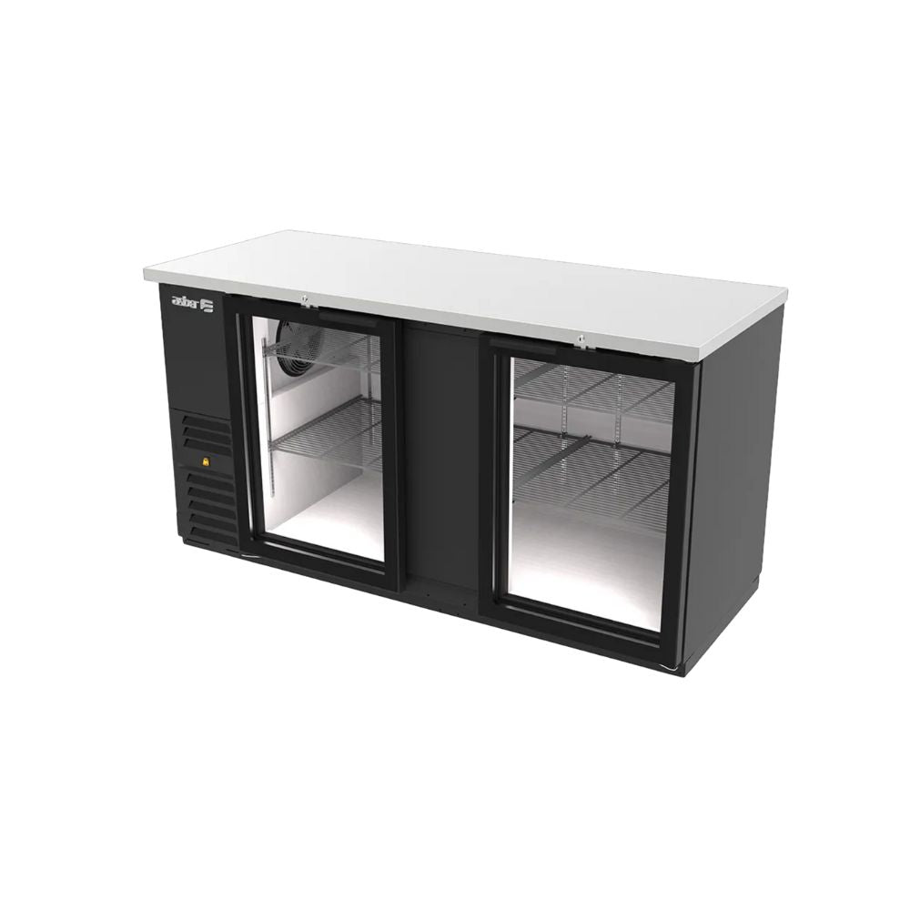 REFRIGERADOR ASBER ABBC-68G HC / SG-HC | Refrigerador Contra Barra | 2 Puertas Cristal | 4 Parrillas | Evaporación Automática | 23.3 Pies Cúbicos | Puesto Negocio Tienda | Refrigerar Bebidas Bar Restaurante Hotel Cafeteria