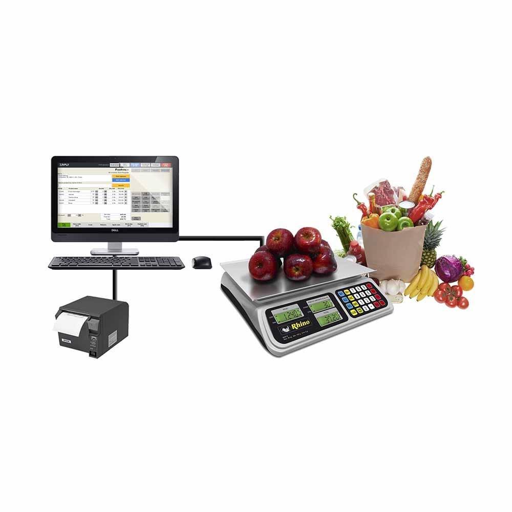 Rhino BAR-8RS Bascula Mostrador Pantalla Backlight 40 kg Sobre Mostrador Recepción Pesar Cobrar Báscula para Fruteria Verduleria Tienda Negocio Cremeria. Ideal para pesar, tianguis, frutas, verduras, casa, restaurante, carnicería, cremería, cocina, comedor industrial, negocio, carnes, tienda, etc. KitchenMax.Store. Envíos seguros a todo México. Cotiza hoy mismo.