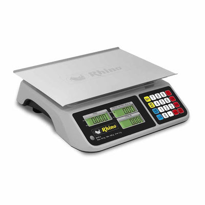 BÁSCULA RHINO BAR-9 | Báscula Mostrador | 40 Kg | Plato Acero Inoxidabe | Tianguis Restaurante Carnicería Carne Ferretería Verduras Frutas Cremería Cocina Comedor Industrial Tienda Abarrotes