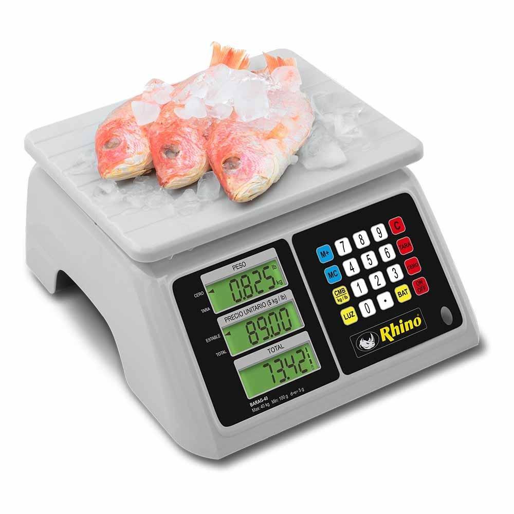 BÁSCULA RHINO BARAG-40 | Báscula de Mostrador | 40 Kg | Verdulería Pescado Carne Carne Ferretería Verduras Frutas Cremería Cocina Comedor Industrial Tienda Abarrotes