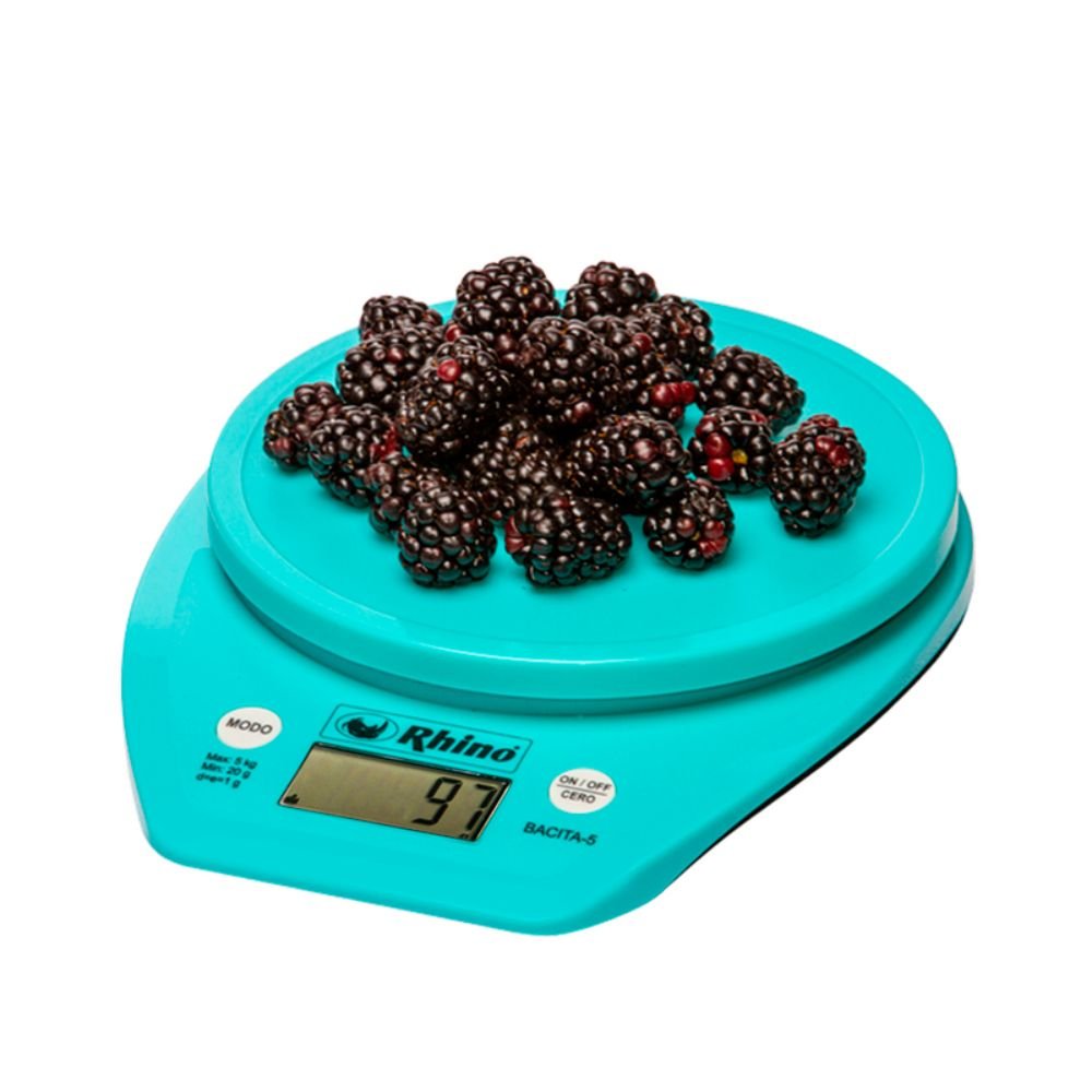 BÁSCULA RHINO BACITA-5 | Báscula Porcionadora de Cocina | 5 Kg | Alimentos Cocina Panadería Repostería Pastelería Restaurante Porciones Pequeñas Gramos