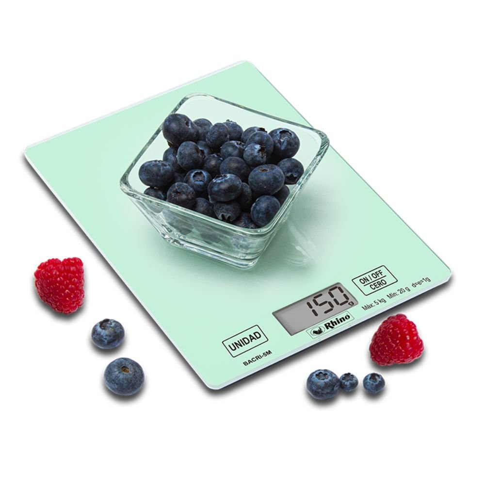 BÁSCULA RHINO BACRI-5M | Báscula de Cocina | 5 Kg | Alimentos Cocina Nutriologo Agua Leche Ingredientes Panadería Repostería Pastelería Restaurante