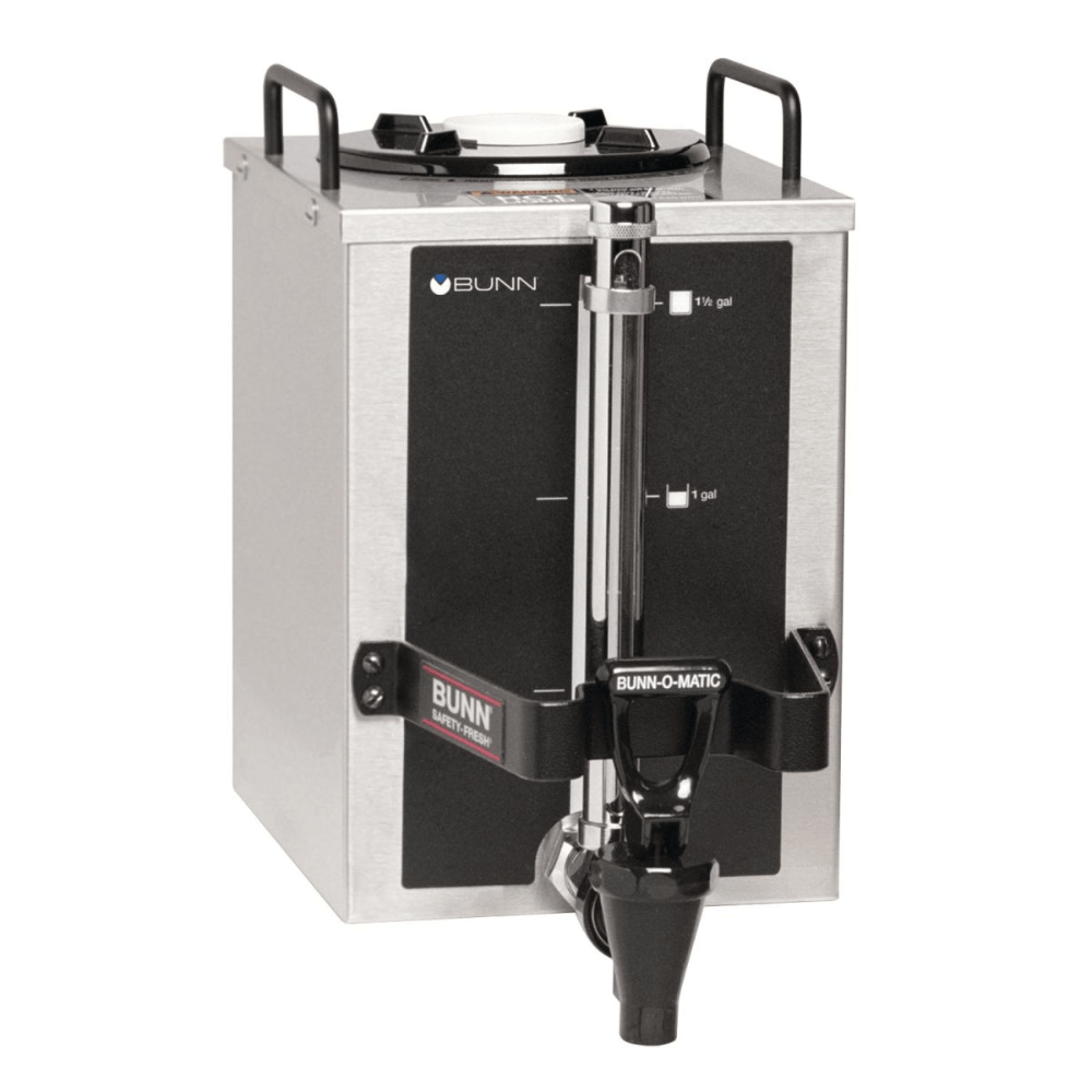 SERVIDOR DE CAFÉ BUNN 1.5GPR-FF, TOP HNDL 20950.0004 | Contenedor Servidor de Café Percoladora 1.5 Galones / 5.7 Litros | Manijas Superiores | Acero Inoxidable | Tienda Conveniencia Oficina Industrial | Manijas Superiores para Fácil Colocación en Estaciones Cálidas | Acero Inoxidable | Oficina Cafetería Hotel Desayunador Tienda Conveniencia Eventos