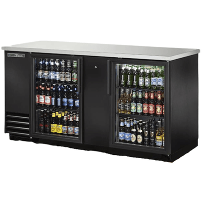 TRUE TBB-3G-HC-LD Refrigerador Contrabarra 2 Puertas Cristal 4 Parrillas Iluminacion Cuerpo Acero Inoxidable Negro - - true - KitchenMax Store
