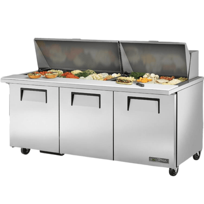 TRUE TSSU-72-30M-B-ST-HC Mesa Refrigerada Preparacion 3 Puertas Solidas Gris - - True - KitchenMax Store