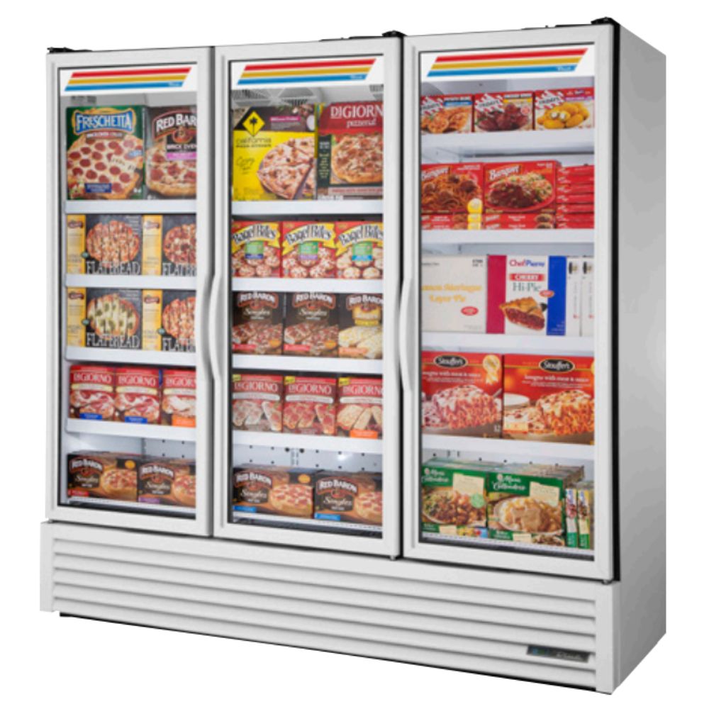 True FLM-81F~TSL01 Congelador Exhibidor Vertical 3 Puertas Cristal 12 Parrillas - - True - KitchenMax Store