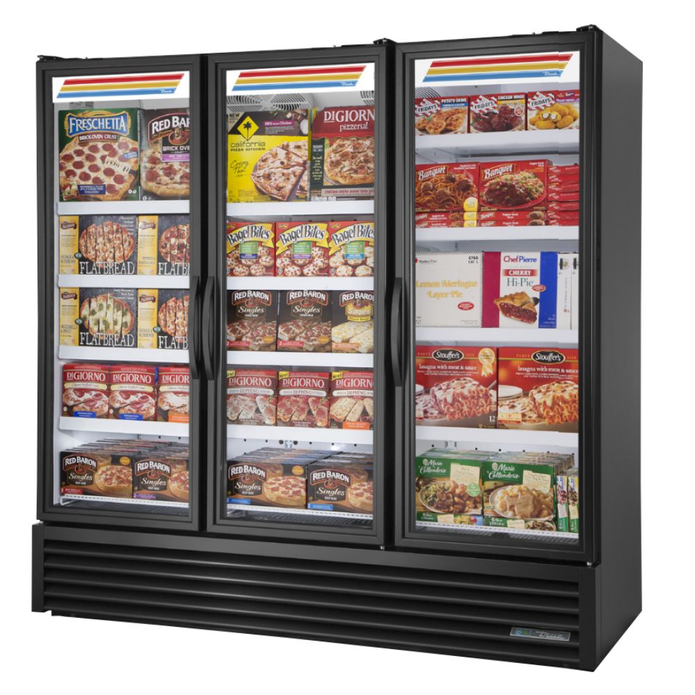 True FLM-81F~TSL01 Congelador Exhibidor Vertical 3 Puertas Cristal 12 Parrillas - - True - KitchenMax Store
