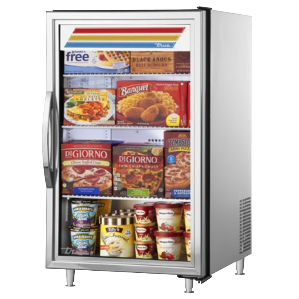 True GDM-07F-HC~TSL01 Congelador Exhibidor Vertical Minibar 1 Puerta Solida 3 Parrillas - - True - KitchenMax Store