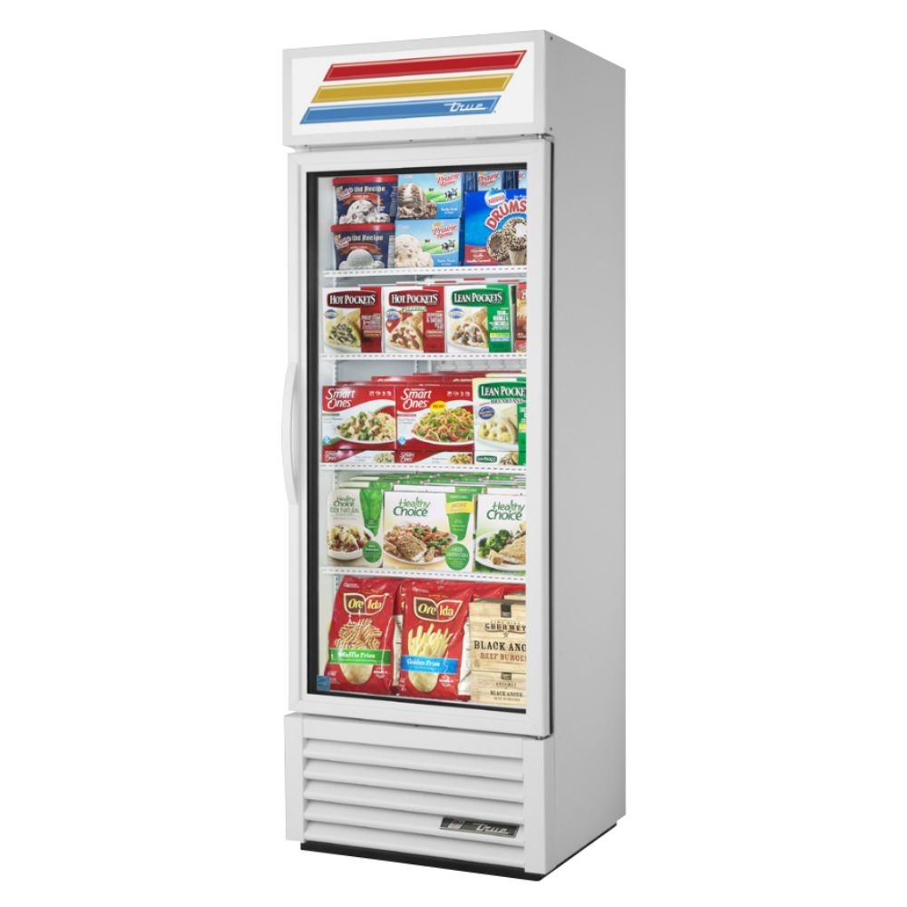 True GDM-19T-F~TSL01 Congelador Exhibidor Vertical 1 Puerta Cristal 4 Parrillas - - True - KitchenMax Store