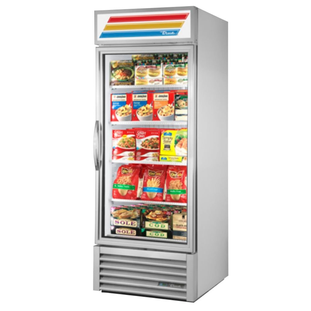 True GDM-26F-HC~TSL01 Congelador Exhibidor Vertical 1 Puerta Cristal 4 Parrillas -  - True - KitchenMax Store