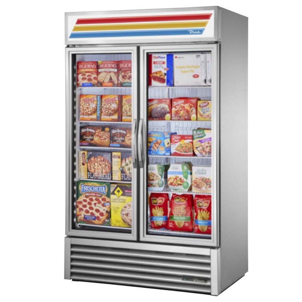 True GDM-43F-HC~TSL01 Congelador Exhibidor Vertical 2 Puertas Cristal 8 Parrillas - - True - KitchenMax Store