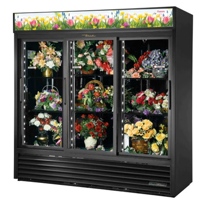True GDM-69FC-HC-LD Refrigerador Exhibidor Vertical Floral 3 Puertas Cristal 6 Parrillas - - True - KitchenMax Store