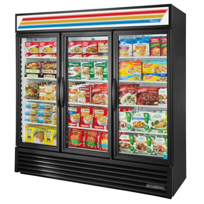 True GDM-72F-HC~TSL01 Congelador Exhibidor Vertical 3 Puertas Cristal 12 Parrillas - - True - KitchenMax Store
