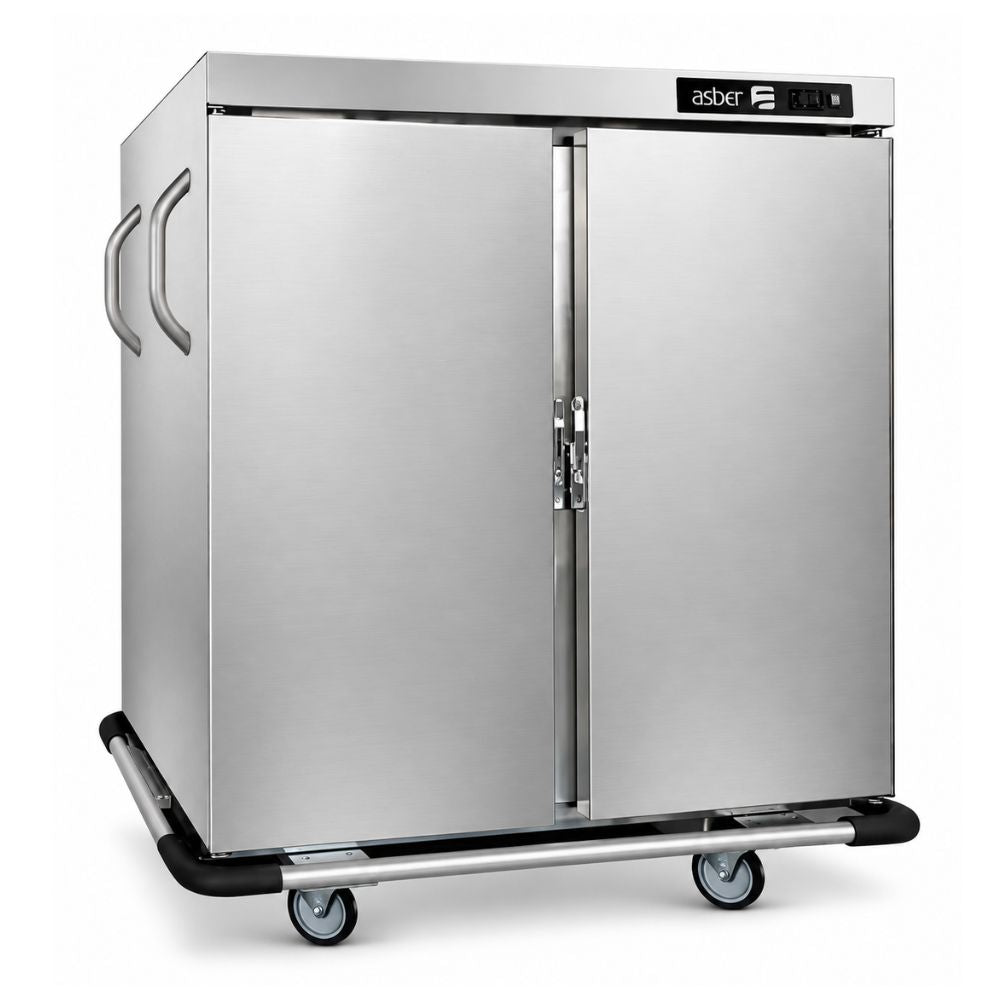 Carro Calenton Banquetero Asber CCB-40 220V 50/60Hz, 40 guías, en acero inoxidable.