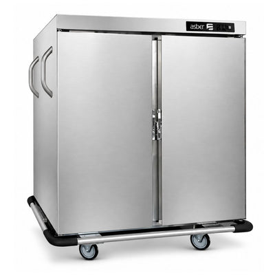 Carro Calenton Banquetero Asber CCB-40 220V 50/60Hz, 40 guías, en acero inoxidable.