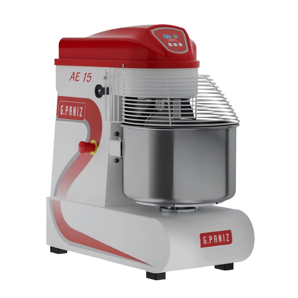 AMASADORA G.PANIZ AE15G2 | Amasadoras Espiral | 15 Kg | 3 Velocidades | Panadería Restaurante Cocina | Amasadora Industrial Revolvedora de Masa Amasadora de Pan Comercial Espiral de Harina Acero Inoxidable Panadería Pizzería Pastelería Cocina Industrial Restaurante Profesional