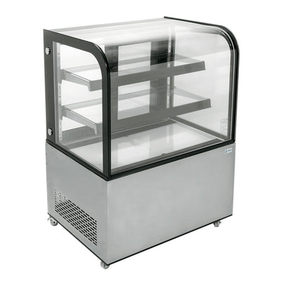 Vitrina Migsa ARC-270Y, vitrina refrigerada cristal curvo, en acero inoxidable.