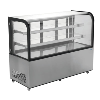 Vitrina Migsa ARC-470Y, vitrina refrigerada cristal curvo, en acero inoxidable.
