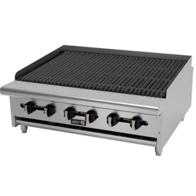 ASADOR ASBER AERB-36 | Asador | Gas | Acero Inoxidable | 6 Quemadores | Gris | Restaurante Comedor Grill Cortes Cenaduría Hotel | Respaldo Charola Quemador Parilla Restaurante Niveladores Empotrar Base Comedor Uso Rudo Acero Inoxidable Grill Alimento Cocción Preparación Cortes Hotel Cenaduría Cocina Económica Radiante Gourmet