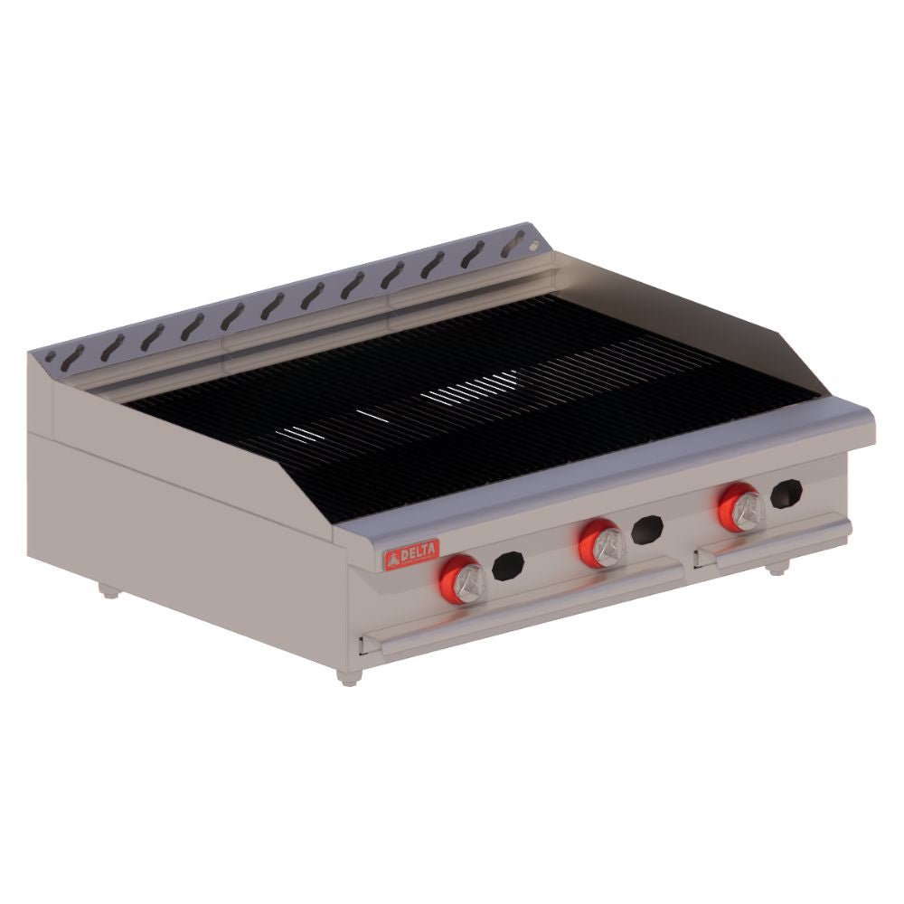 ASADOR DELTA 3-ASR | Asador 91.5 cm | Gas | 3 Quemadores | Parrillas Hierro Fundido | para Asar Alimentos Carnes | Cocina Comida Alimentos Restaurant Campestre Asados Cortes