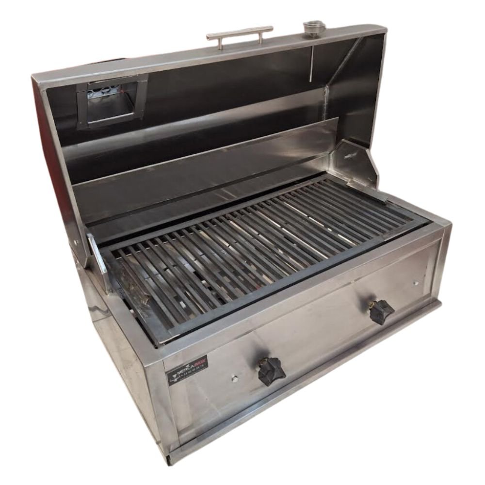 ASADOR KITCHENMAX STORE AS018 | Asador Premium Hibrido | Frente 90 cm | Acero Inoxidable | Cocina Industrial Restaurante Asar Negocio Tostar Restaurante Cocina Comedor Industriales Asada Autoservicio Alta Cocina