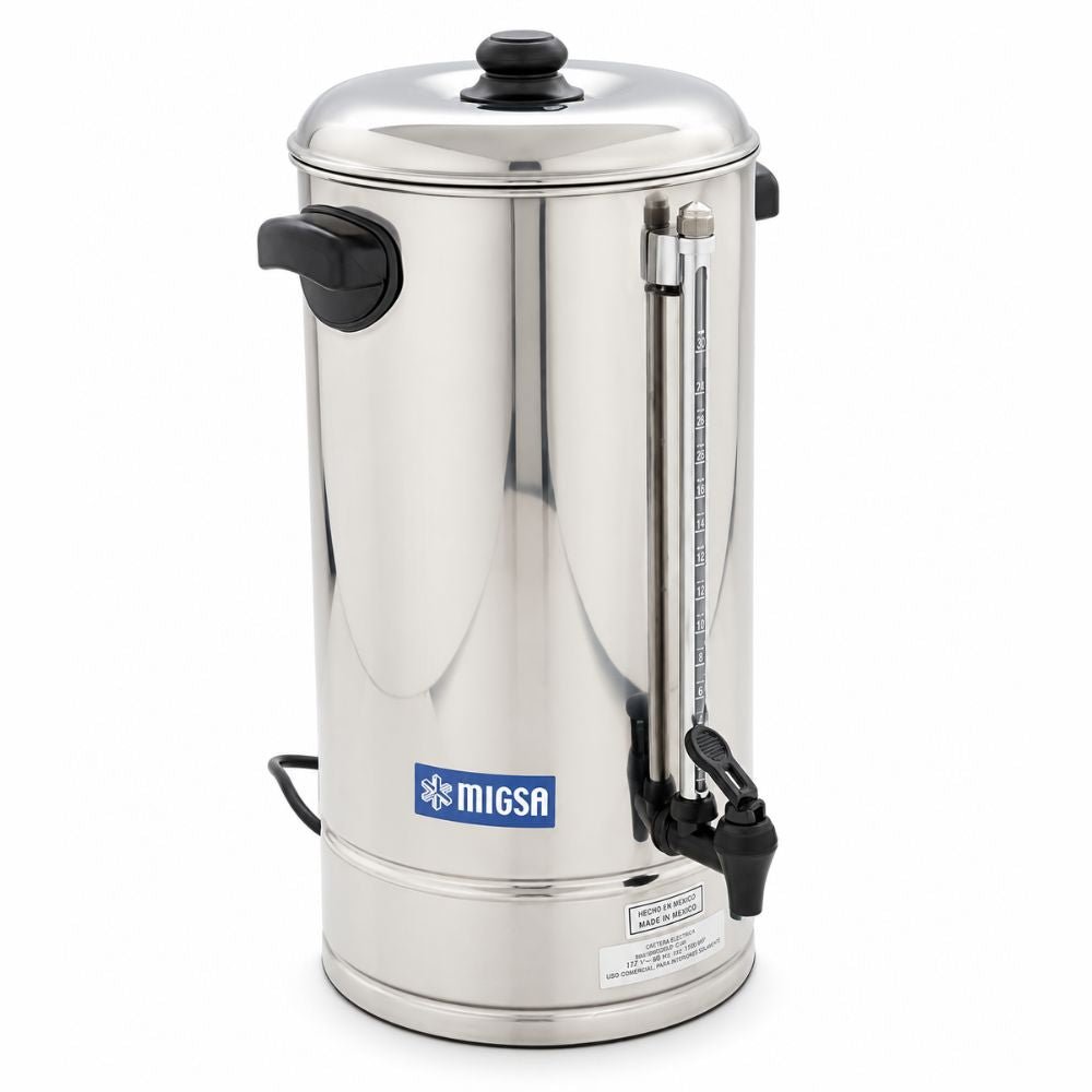 CAFETERA MIGSA CP-15 | Cafetera Percoladora Secretarial 15 Lts | 90 Tazas | Acero Inoxidable | Catering Servicio Banquetes