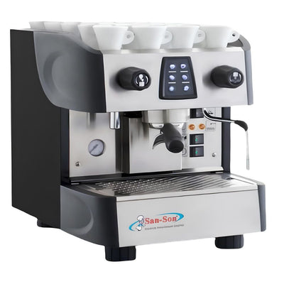 CAFETERA PROFESIONAL SAN SON ITALBAR-1E | Cafetera Italiana Electrónica Programable | Estabilidad de Temperatura | 120 Tazas por Hora | Cafetería Restaurante Hotel Negocio Café Granos de Café Profesional Expresso Cappuccino Vapor