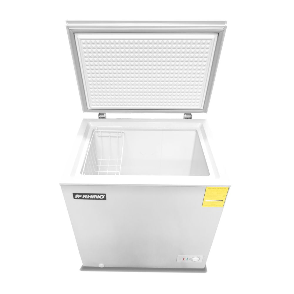 CONGELADOR RHINO CONGECO-5 | Congelador Horizontal | 5 Pies Cúbicos | Canastilla De Acero | Carnicería Pastelería Super Mercados | Congelador Horizontal de Cofre Exhibidor Comercial para Helados Paletas Nieves Acero Inoxidable Supermercado Heladería Paletería Cremería Tienda de Conveniencia