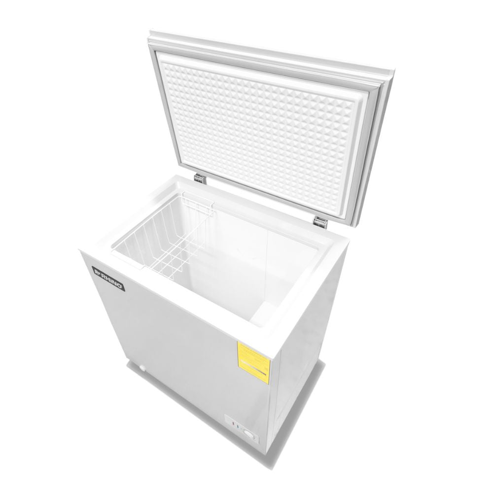 CONGELADOR RHINO CONGECO-5 | Congelador Horizontal | 5 Pies Cúbicos | Canastilla De Acero | Carnicería Pastelería Super Mercados | Congelador Horizontal de Cofre Exhibidor Comercial para Helados Paletas Nieves Acero Inoxidable Supermercado Heladería Paletería Cremería Tienda de Conveniencia