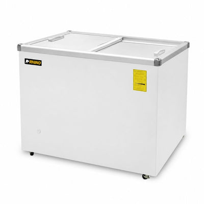 CONGELADOR RHINO CONGECRI-7P | Congelador Tapa de Cristal Plano | Capacidad: 7 ft3 / 161 L | Paleterías Cafeterías Tiendas de Conveniencia | Congelador Horizontal de Cofre Exhibidor Comercial para Helados Paletas Nieves Acero Inoxidable Supermercado Heladería Paletería Cremería Tienda de Conveniencia
