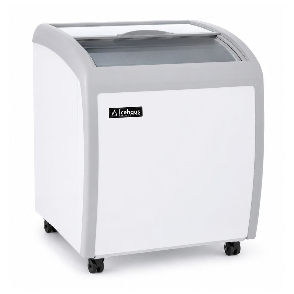 CONGELADOR ICEHAUS CHPC-160 | Congelador Horizontal | 5.5 Pies Cúbicos | Puerta de Cristal | Enfriador y Congelador Combinado | Super Mercado Tienda | Congelador Horizontal de Cofre Exhibidor Comercial para Helados Paletas Nieves Acero Inoxidable Supermercado Heladería Paletería Cremería Tienda de Conveniencia