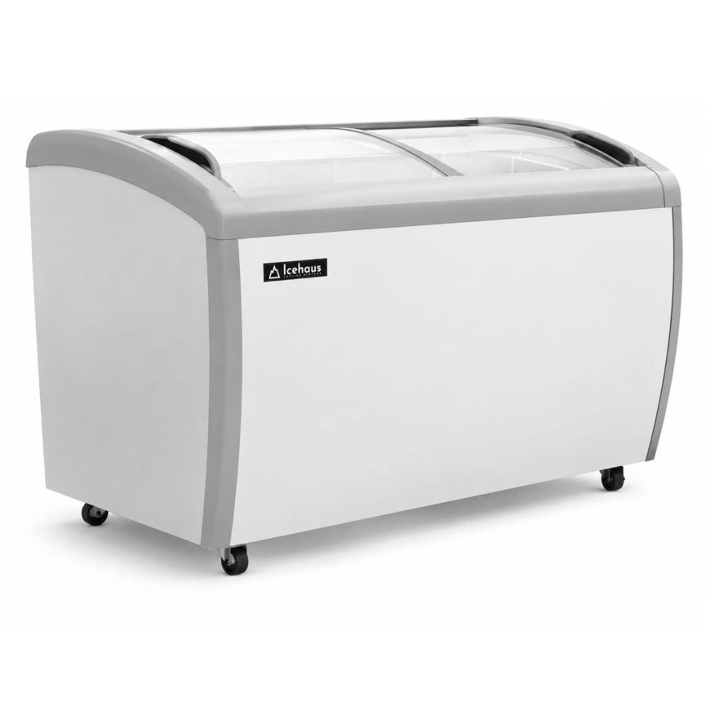 CONGELADOR ICEHAUS CHPC-360 | Congelador Horizontal | 12.5 Pies Cúbicos | Puerta de Cristal | Enfriador y Congelador Combinado | Nevería Super Mercado | Congelador Horizontal de Cofre Exhibidor Comercial para Helados Paletas Nieves Acero Inoxidable Supermercado Heladería Paletería Cremería Tienda de Conveniencia