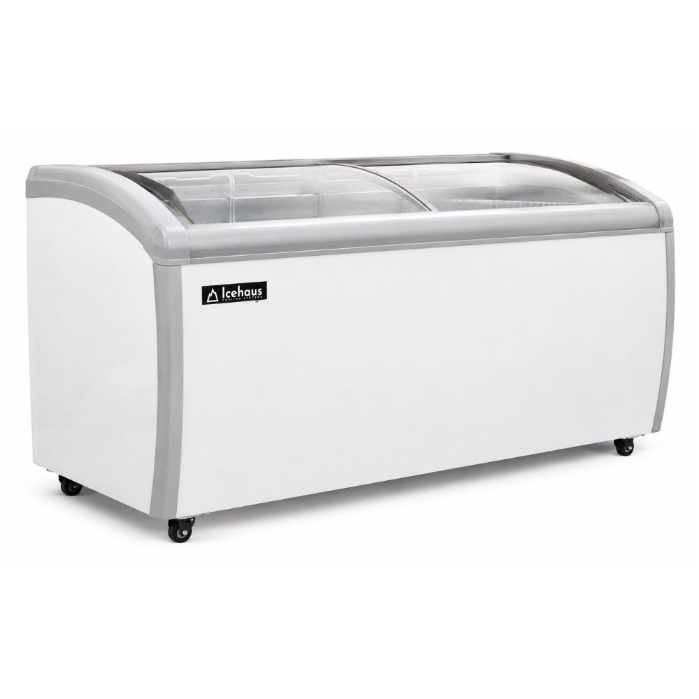 CONGELADOR ICEHAUS CHPC-460 | Congelador Horizontal | 16 Pies Cúbicos | Puerta Cristal | Enfriador y Congelador Combinado | Super Mercado Tienda Negocio | Congelador Horizontal de Cofre Exhibidor Comercial para Helados Paletas Nieves Acero Inoxidable Supermercado Heladería Paletería Cremería Tienda de Conveniencia