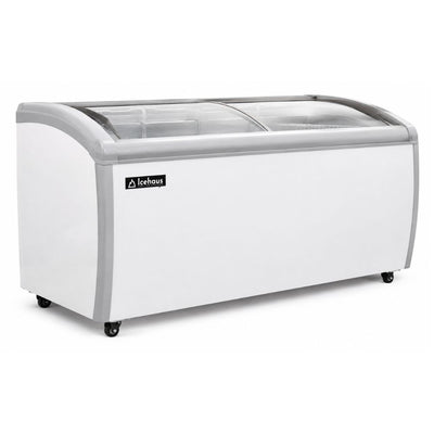 CONGELADOR ICEHAUS CHPC-460 | Congelador Horizontal | 16 Pies Cúbicos | Puerta Cristal | Enfriador y Congelador Combinado | Super Mercado Tienda Negocio | Congelador Horizontal de Cofre Exhibidor Comercial para Helados Paletas Nieves Acero Inoxidable Supermercado Heladería Paletería Cremería Tienda de Conveniencia