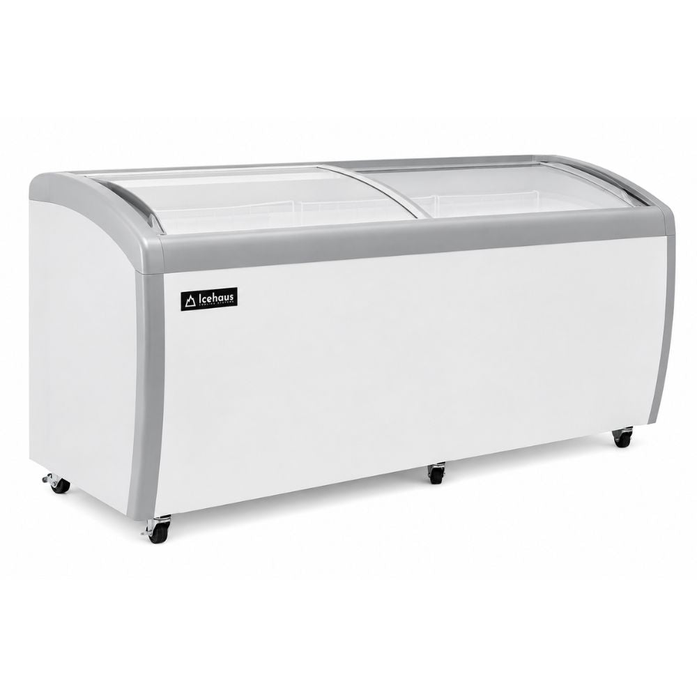 CONGELADOR ICEHAUS CHPC-560 | Congelador Horizontal | 19.5 Pies Cúbicos | Puerta de Cristal | Enfriador y Congelador Combinado | Super Mercado Tienda | Congelador Horizontal de Cofre Exhibidor Comercial para Helados Paletas Nieves Acero Inoxidable Supermercado Heladería Paletería Cremería Tienda de Conveniencia