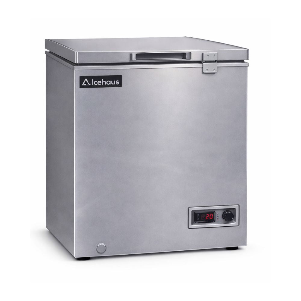 CONGELADOR ICEHAUS CTC-05-G | Congelador Horizontal Gris | 1 Tapa de Cofre | 5 Pies Cúbicos | Pescadería Heladería Cafetería | Congelador Horizontal de Cofre Exhibidor Comercial para Helados Paletas Nieves Acero Inoxidable Supermercado Heladería Paletería Cremería Tienda de Conveniencia