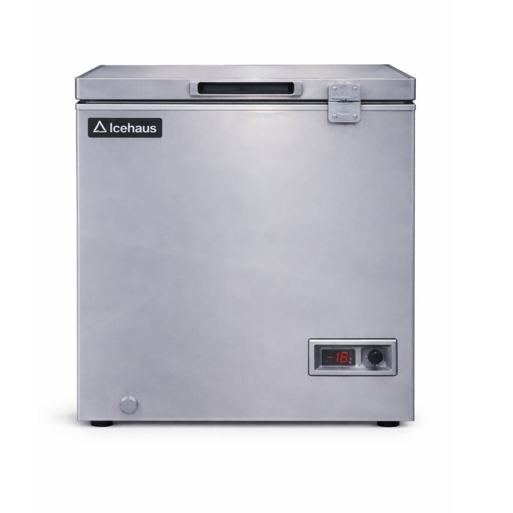 CONGELADOR ICEHAUS CTC-05-G | Congelador Horizontal Gris | 1 Tapa de Cofre | 5 Pies Cúbicos | Pescadería Heladería Cafetería | Congelador Horizontal de Cofre Exhibidor Comercial para Helados Paletas Nieves Acero Inoxidable Supermercado Heladería Paletería Cremería Tienda de Conveniencia