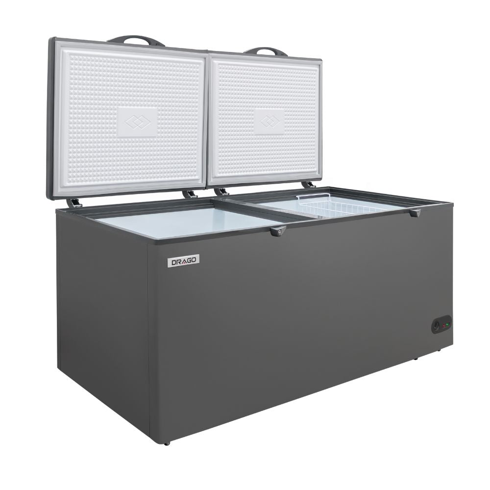 CONGELADOR ICEHAUS CTC-24-G | Congelador Horizontal Gris | 2 Tapas de Cofre | 23 Pies Cúbicos | Pescadería Heladería Carnicería | Congelador Horizontal de Cofre Exhibidor Comercial para Helados Paletas Nieves Acero Inoxidable Supermercado Heladería Paletería Cremería Tienda de Conveniencia