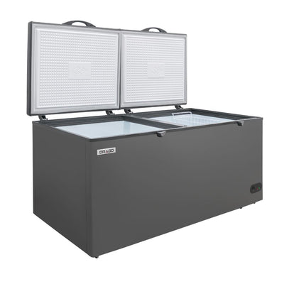CONGELADOR ICEHAUS CTC-24-G | Congelador Horizontal Gris | 2 Tapas de Cofre | 23 Pies Cúbicos | Pescadería Heladería Carnicería Pescaderia Supermercado Tienda Abarrotes Cocina Restaurante Industrial Comedor Tienda de Convivencia Cremeria Carniceria Almacenar Congelar 